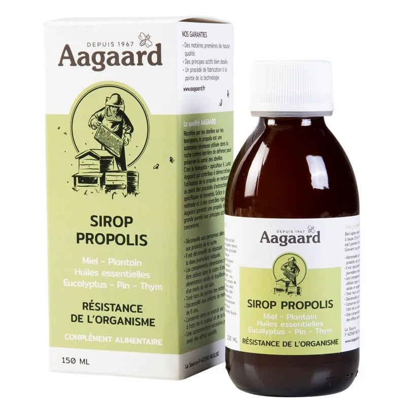 Une boîte de sirop à la propolis de 150 ml de la marque Aagaard
