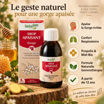 Sirop Apaisant Gorge HerbalGem 250ml bio avec bénéfices : propolis, miel, confort respiratoire