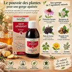 Sirop Apaisant Gorge bio HerbalGem 250ml avec ingrédients naturels: échinacée, sureau et propolis