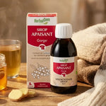 Sirop Apaisant Gorge bio HerbalGem 250ml avec miel, gingembre et thé chaud