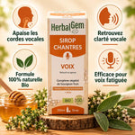 Sirop Chantres Voix Bio 250ml HerbalGem avec bénéfices voix enrouée naturel