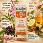 Sirop Chantres Voix enrouée HerbalGem 250ml bio avec ingrédients naturels