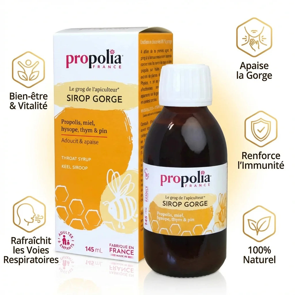 Sirop Gorge Propolis Miel Citron 145ml Propolia avec bénéfices naturels immunité bien-être