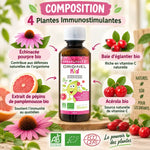 Sirop immunité enfant bio Originel Kid 150ml avec 4 plantes: échinacée, églantier, pépins pamplemousse, acérola