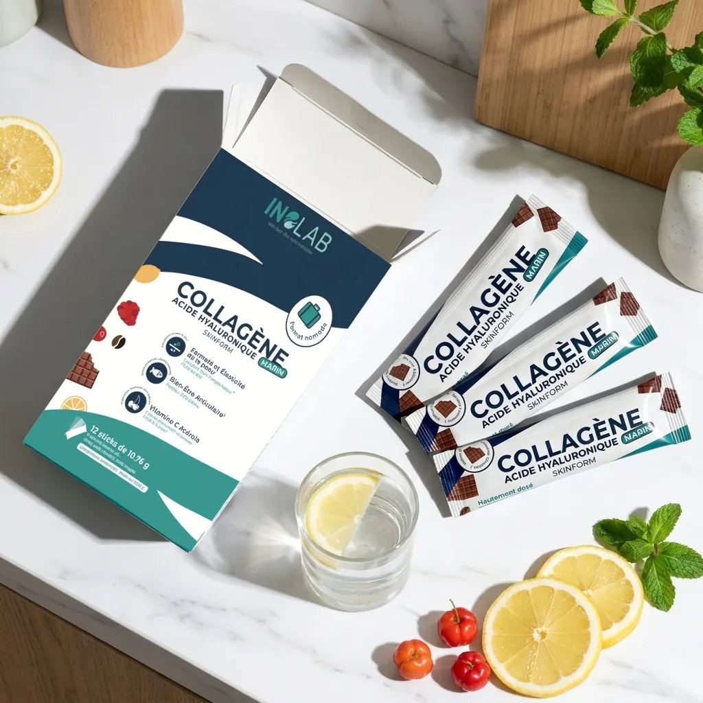 Skinform Sticks collagène marin Inolab avec acide hyaluronique, citrus et baies d'acérola