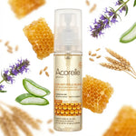 Spray Acorelle Anti-Poils Incarnés Bio 50ml avec ingrédients naturels sur fond blanc
