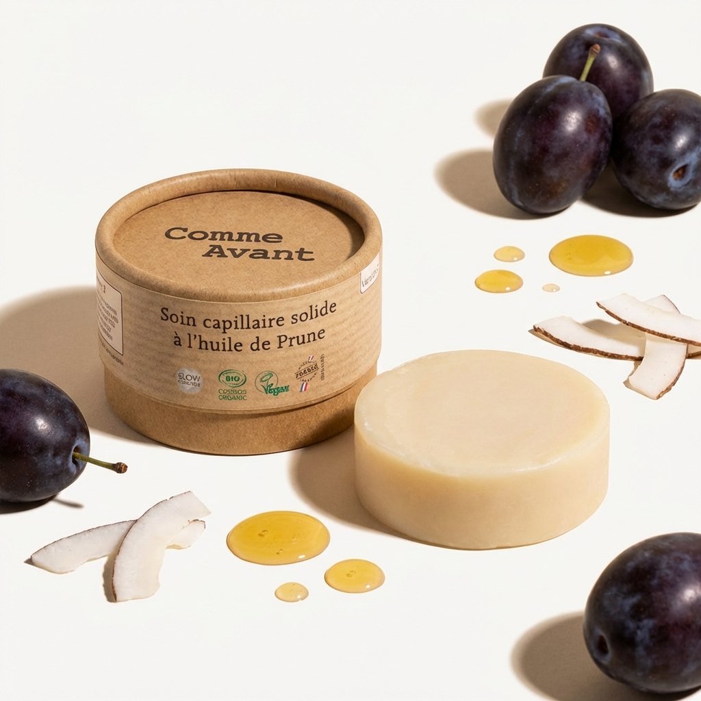 Soin capillaire solide Comme Avant à l'huile de Prune avec ingrédients naturels bio