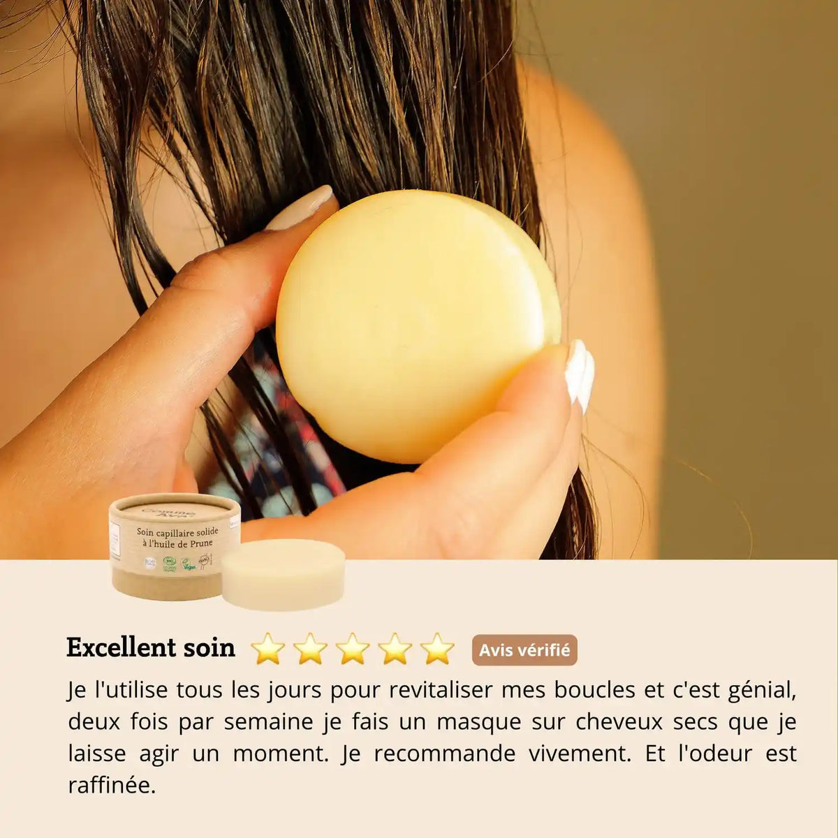 Les avis sur le soin capillaire solide à l’huile de Prune de la marque Comme Avant