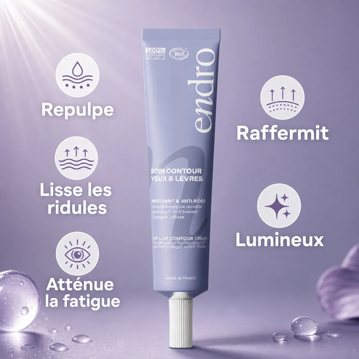 Crème contour yeux et lèvres Endro anti-âge 20ml avec bénéfices repulpants et lissants