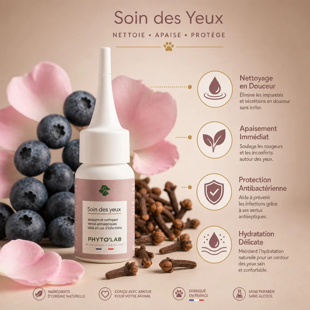 Soin des Yeux Phyto'lab 30ml avec bleuets et bénéfices pour chien chat