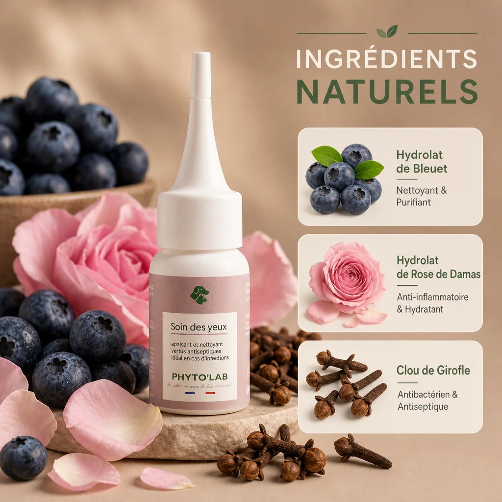 Soin des yeux Phyto'lab 30ml avec ingrédients naturels bleuet rose et girofle