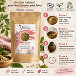 Soin Henné Neutre Réparateur Bio Couleurs de Jeanne avec guide application étapes