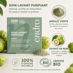Savon purifiant Endro argile verte et noni certifié bio avec ingrédients naturels