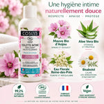 Flacon Coslys soin intime bio 100ml avec ingrédients naturels et certifications COSMOS ORGANIC