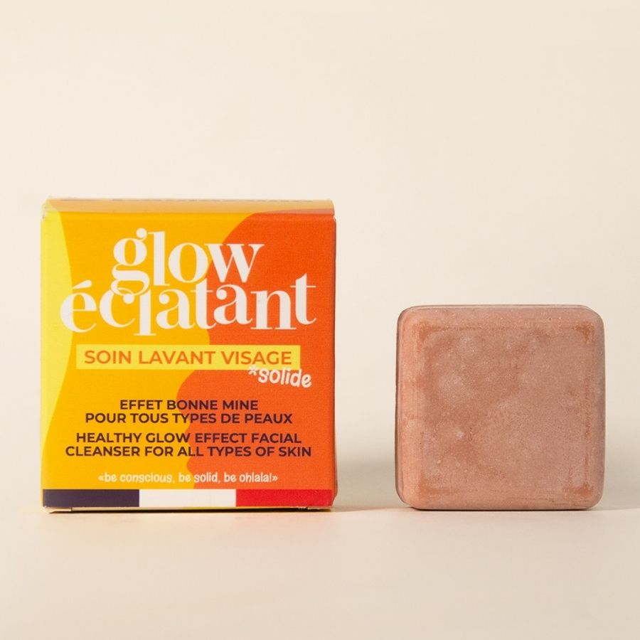 Soin lavant visage solide glow eclatant de la marque Lamazuna