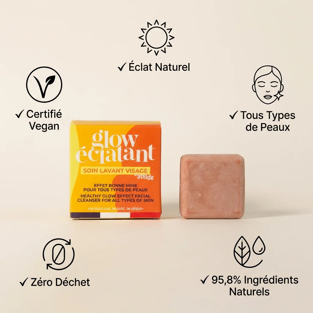 Soin lavant visage Glow Eclatant Lamazuna - savon solide tous types peaux naturels vegan