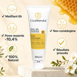 Tube soin matifiant miel manuka CicaManuka 40ml avec bénéfices : matifiant 6h, pores resserrés, naturel