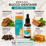 Soin S.O.S. bucco-dentaire Propolia 30ml avec ingrédients naturels: propolis, miel, cannelle et girofle