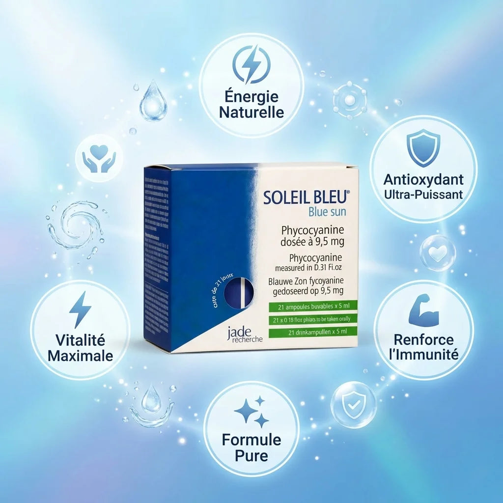 Soleil Bleu Phycocyanine - 5 bénéfices: énergie, antioxydant, immunité, formule pure, vitalité
