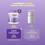 Formulation du Flacon MushnGo Sommeil+ avec Reishi, Ashwaganda et Mélatonine sur fond lavande.