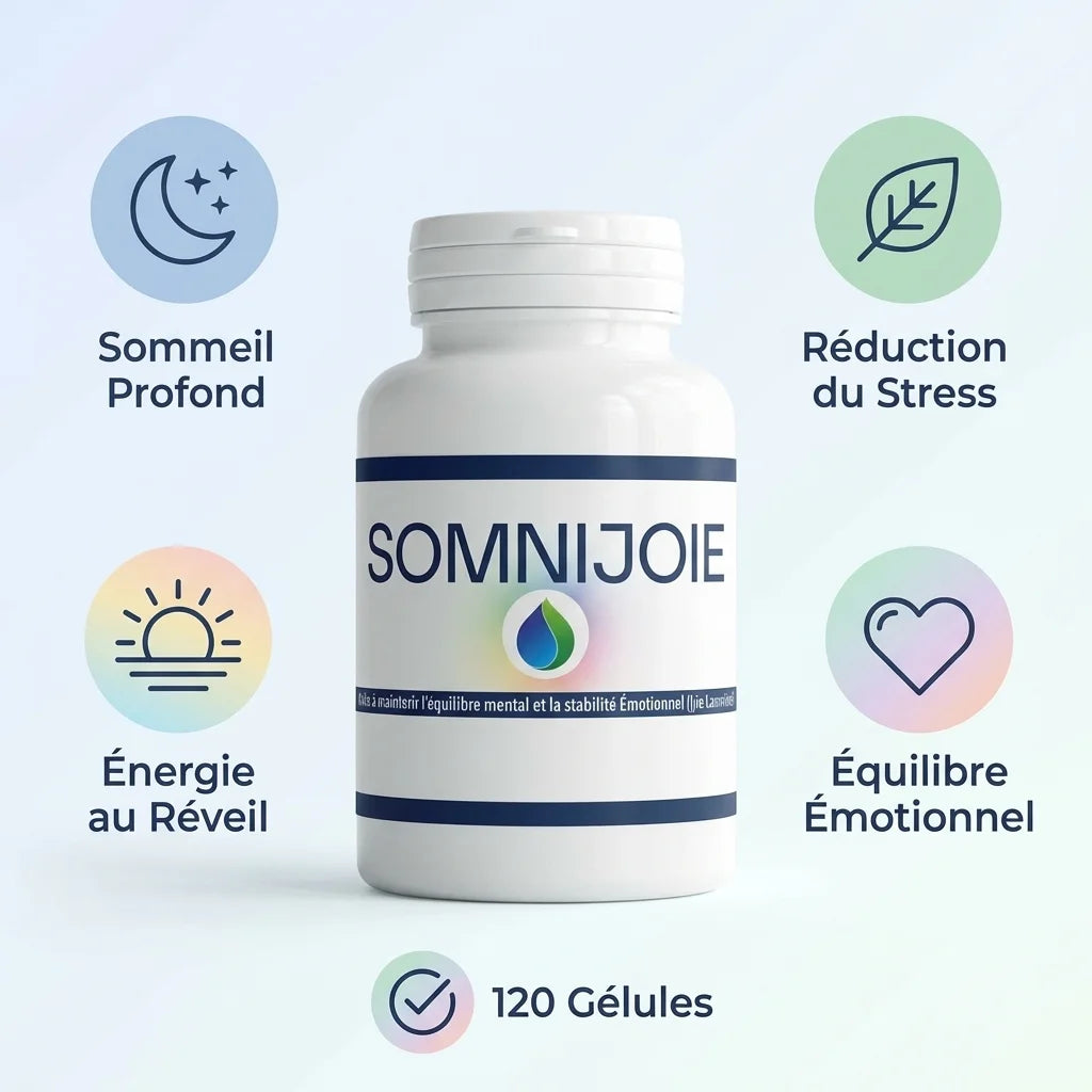 Somnijoie complément sommeil profond 120 gélules avec bénéfices: stress, énergie, équilibre émotionnel