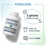 Somnijoie 120 gélules - Complément sommeil profond et stress, posologie 2 gélules matin et soir, cure 1 mois