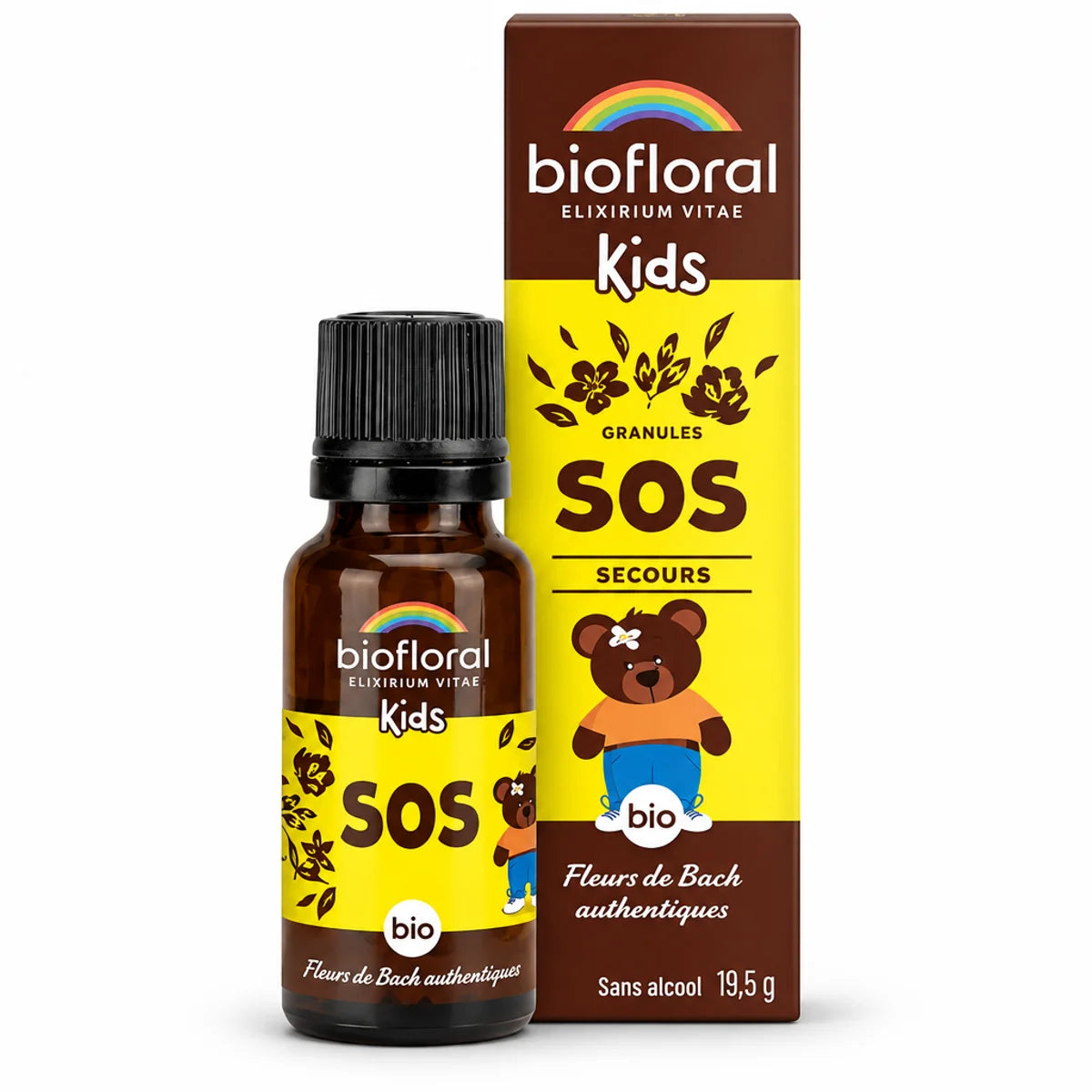 Biofloral SOS Secours Bio granules enfants 19,5g flacon verre - Fleurs de Bach