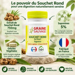 Souchet rond 750mg gélules végétales Graine Sauvage fabriqué en France avec infographie ingrédients