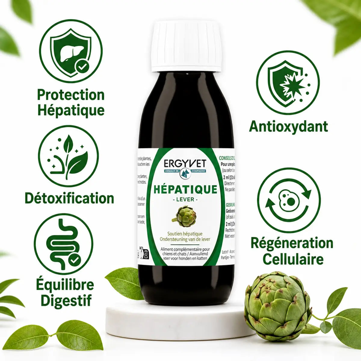 Ergyvet Hepatique 100ml - Soutien hépatique chien chat avec détoxification et régénération cellulaire