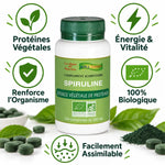 Spiruline bio Aosa Véritable 150 comprimés avec bénéfices : protéines végétales, énergie et vitalité
