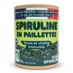 Spiruline bio en paillettes 90g Etika - Packaging tube kraft avec label vert
