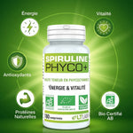 Spiruline Bio Phyco+ 180 comprimés LT Labo avec bénéfices santé énergies et protéines