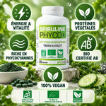 Spiruline Bio Phyco+ 500 comprimés LT Labo avec bénéfices santé et certifications biologiques