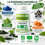 Spiruline Bio Phyco+ 500 comprimés LT Labo avec ingrédients actifs et certifications bio