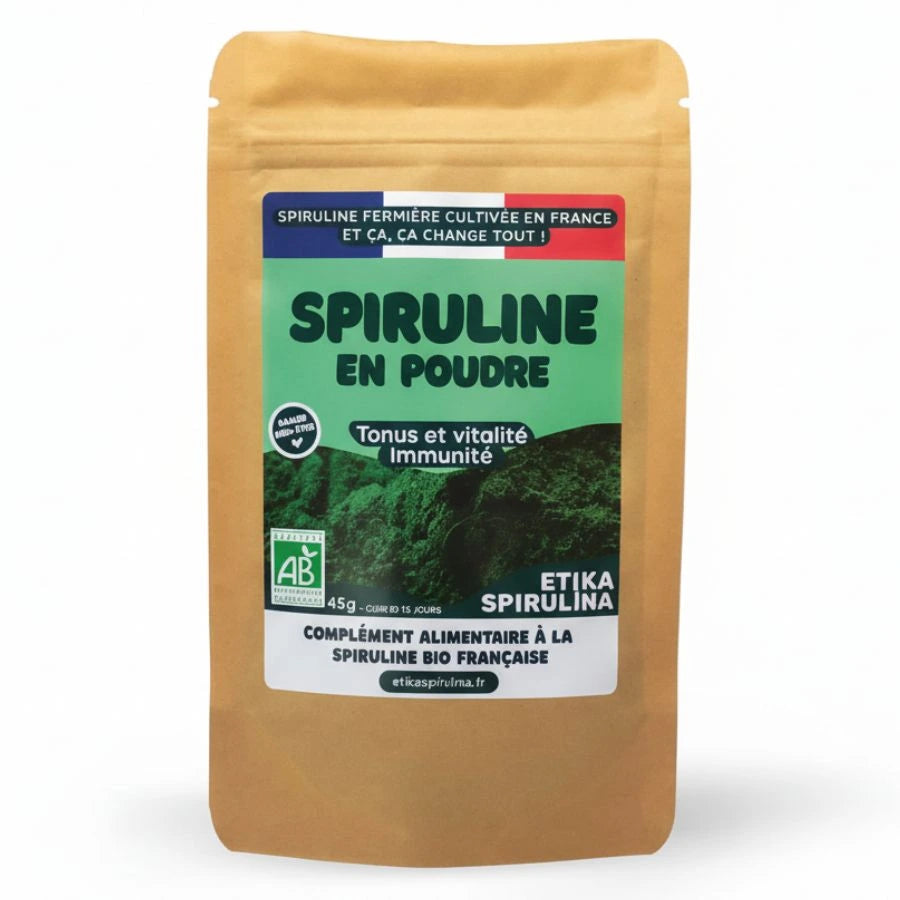 un pack de spiruline en poudre etika spirulina en 45g