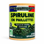 Spiruline bio en paillettes 90g Etika - Packaging tube kraft avec label vert