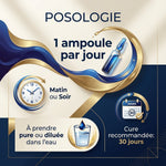 Guide posologie Spirulysat Original : 1 ampoule par jour, cure 30 jours, extrait liquide spiruline AlgoSource
