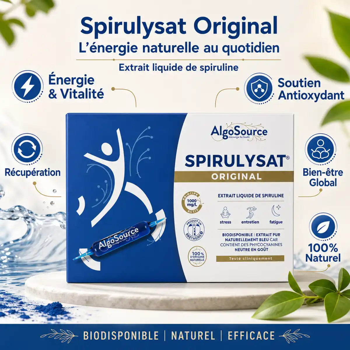 Spirulysat Original extrait liquide spiruline 20x10ml AlgoSource énergie vitalité antioxydant