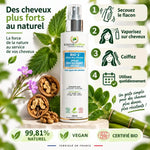 Spray anti-chute cheveux bio 150ml Science & Équilibre avec ingrédients naturels et mode d'emploi