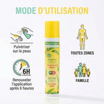 Spray anti-moustique MoustiCare 125ml avec guide d'utilisation, 6h protection famille