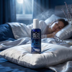 Spray brume d'oreiller Aromaspray 100ml dans chambre calme avec ambiance relaxante et lumière douce