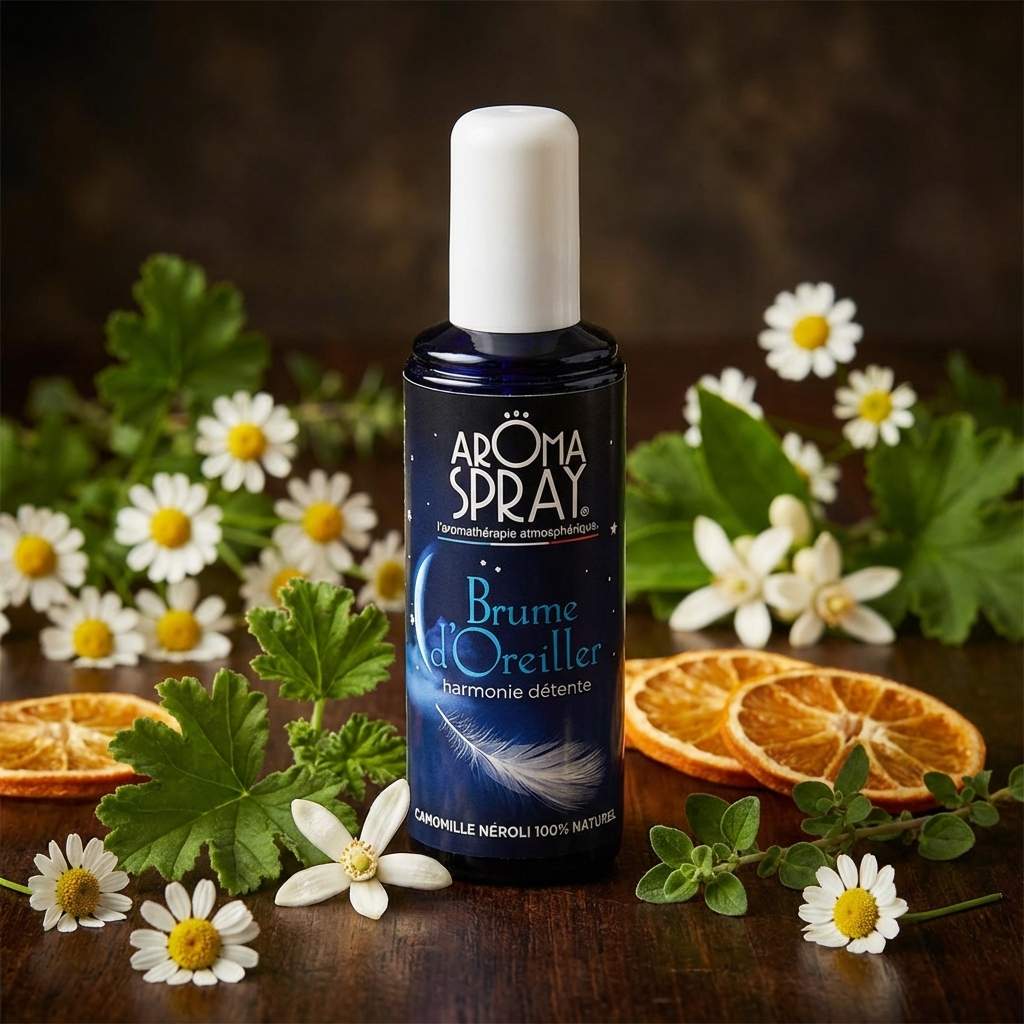 Spray Brume d'oreiller Aromaspray 100ml avec ingrédients naturels chamomille neroli