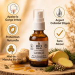 Spray buccal Dr. Theiss Miel de Manuka et Argent Colloïdal avec bénéfices naturels et certifications bio