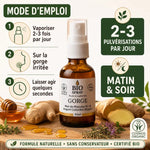 Spray Buccal Gorge Miel de Manuka & Argent Colloïdal Dr. Theiss avec mode d'emploi et ingrédients naturels