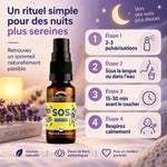 Spray Biofloral SOS Nuit 20ml avec mode d'emploi : 2-3 pulvérisations sous la langue avant dormir