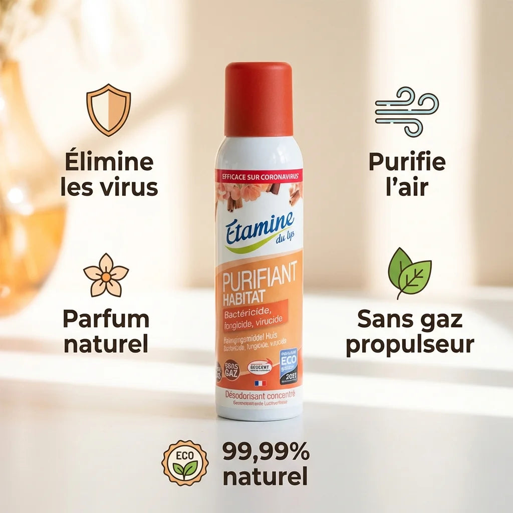 Spray désodorisant Etamine du Lys 125ml avec bénéfices naturels et purifiants affichés