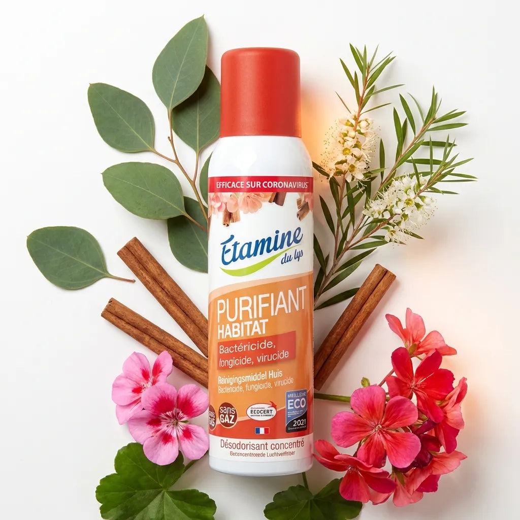 Spray désodorisant Purifiant habitat Etamine du Lys 125ml avec ingrédients naturels eucalyptus et cinnelle