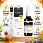 Spray Gorge Miel de Manuka Bio IAA 15+ Comptoirs Compagnies 25ml avec bénéfices