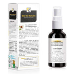 Le verso d'un spray gorge et bouche au miel de Manuka Bio IAA 15+ de 25 ml de la marque Comptoirs et compagnies