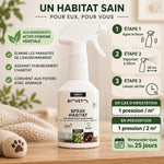 Spray Habitat Antiparasitaire Biovetol 500ml avec guide d'utilisation et dosage antiparasites bio